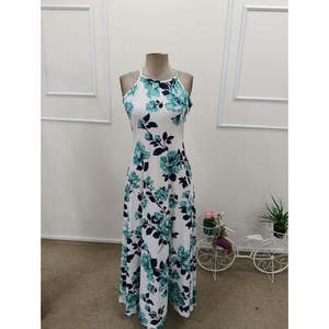 Vestido Maxi con Estampado Floral para Mujer de Jane's, con Tirantes Finos y Cuello Halter, Vestido Casual de Verano de Punto con Hombros Descubiertos - Product Image 4