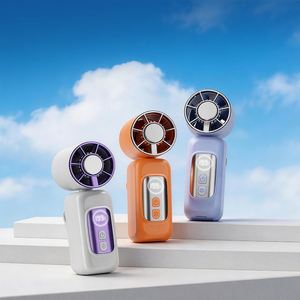 Rotatable <b>Head</b> Handheld <b>Fan</b> With Ice Cooling Function, Clip Onto Sun Umbrella or Clothing, Compact & Portable - Product Image 1