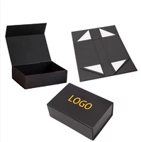 Boîte de rangement rigide pliable sur mesure de luxe, en carton noir, finition mate haut de gamme, boîte cadeau en papier pliable, logo personnalisé magnétique