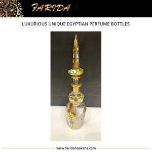 Luxury glass Blown Egyptian Style <b>Perfume</b> Bottle 24 Carat Gold Hand Painted <b>Perfume</b> Glass Bottle - Product Image 5