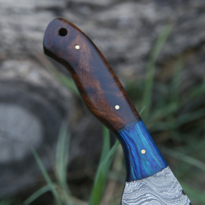 Cuchillo para acampar al aire libre de alta calidad, cuchillo de caza de hoja de Damasco con Funda de cuero para uso, cuchillo Skinner de acero de Damasco personalizado - Product Image 4