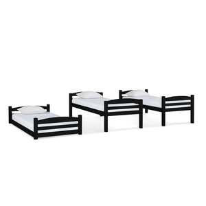 Modern Custom Black Solid Oak Wood Twin Over Twin Three <b>Bunk</b> <b>Beds</b> Wholesale Wooden <b>Triple</b> <b>Bunk</b> <b>Bed</b> Kids Students Adults Families - Product Image 6