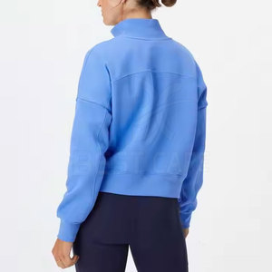 Sudadera de punto para mujer, de invierno, con cremallera de un cuarto, estilo urbano, transpirable, con logo frontal, de manga larga, de alta calidad - Product Image 5