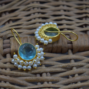 Dernière mode fait à la main en laiton plaqué or pierre balancent boucle d'oreille pierre plaqué or boucles d'oreilles femmes mode bijoux boucles d'oreilles femmes - Product Image 3