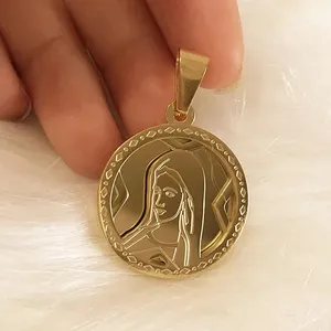 Medaglia religiosa cattolica antica in argento Sterling all'ingrosso della cina piazza medaglia religiosa da un pollice medaglia mirasa religiosa cattolica