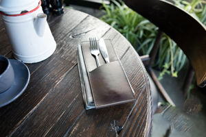 Cubiertos de cuero de lujo respetuosos con el medio ambiente portátil para restaurante, comedor, vajilla Premium, organizador, Rollo, uso fino, LYR-0020 - Product Image 2