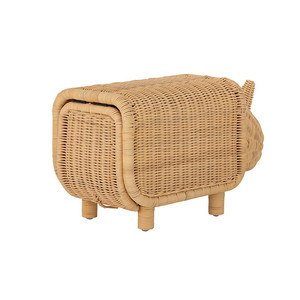 Rattan Rhino Kids Stool with <b>Storage</b> Wholesale <b>Toy</b> <b>Storage</b> <b>Baskets</b> for Kids Clothes Room Decor in Vietnam - Product Image 2