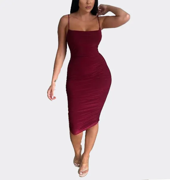 2022 New Elegant Luxury Design Evening Sexy Jersey Dress With Off Shoulder Sleeveless Thigh Slit Bodycon Dresses For Womens