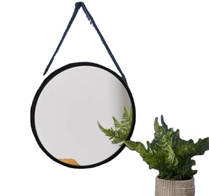Round <b>Hanging</b> <b>Wall</b> Mirror Matt Black Chain 32cm Home Decor Round Macrame <b>Hanging</b> <b>Wall</b> Decorative Mirror with <b>Boho</b> Fringe - Product Image 1