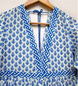 100% tela de algodón estampado de bloque de mano estilo Vintage bohemio Camis vestido cuello en V transpirable tamaño XS para adultos - Product Image 1