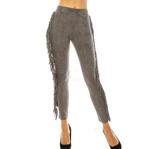 Vente chaude en plein air couleur unie femmes pantalons en daim en cuir véritable XL mi élastique plat Design nouveau Design coton daim matériel - Product Image 3