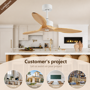 Ventilateur de plafond en bois massif à 3 pales de 60 pouces, sans lumière, télécommande, moteur DC, pour salon, chambre à coucher, grande pièce - Product Image 4