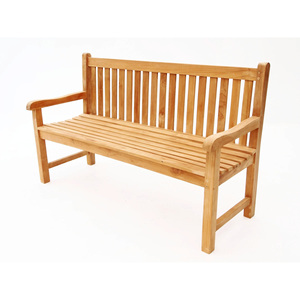 Solid Teak Outdoor Garden Bench with Slatted <b>Seat</b> and Backrest, Durable Wooden Furniture for Patio, or Backyard Relaxation - Product Image 6