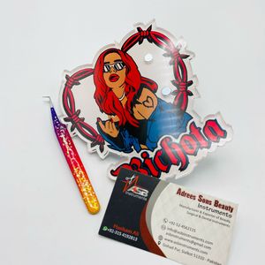 Últimas sostenible personalizado acrílico pestañas azulejos Bichota pestañas pinzas corazón Flor Mariposa diseño venta al por mayor pestañas herramientas - Product Image 6