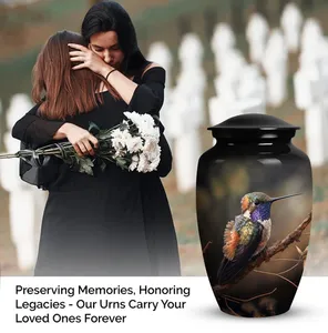 Bird Unique American Style Aluminum Alloy Matte Finish <b>Large</b> <b>Urns</b> for Ashes Size 10.5 Inches - Product Image 3