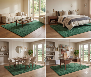 OCEAN ART COLLECTION Tapis de sol rectangulaire moderne géométrique en laine/coton, motif chevron, doux et moelleux, vert, avec envers en caoutchouc touffeté, pour salle de bain - Product Image 6