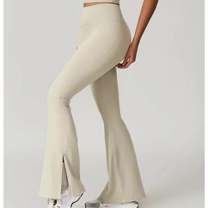 Vêtements de sport pour femmes de haute qualité, 2 pièces, yoga, couleur unie, taille élastique, tissu léger et extensible - Product Image 3