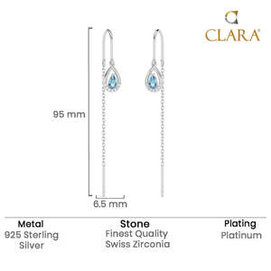 NOVAMART Fine 925 Sterling Silver Water Drop <b>Threader</b> <b>Earrings</b> Wholesale Export - Product Image 5