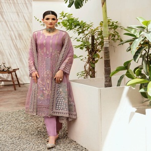 Venta al por mayor Vestidos paquistaníes Trajes de marca originales Trajes de 3 piezas de gasa por Ramsha Volumen KASHISH Viste trajes de diseñador pesados - Product Image 2