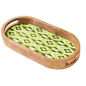 Bandeja de madera redonda con borde de incrustaciones de hueso para servir comida rápida, de alta calidad, para uso en hoteles, hogares y catering, bandeja para servir desayuno en casa. - Product Image 2