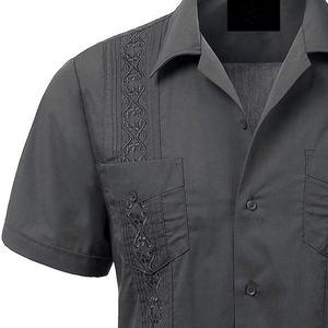 Camisa Guayabera Azul Zafiro a Precio de Fábrica, Camiseta Informal de Algodón Estilo Cubano para Hombre - Product Image 5