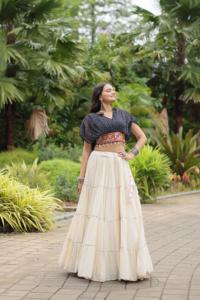Neues Designer Readymade Cotton <span class=keywords><strong>Navratri</strong></span> Lehenga <span class=keywords><strong>Choli</strong></span> <span class=keywords><strong>Set</strong></span> mit Leheriya-Druck arbeiten zum Großhandels preis aus Indien erhältlich - Product Image 5