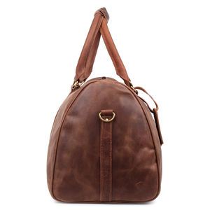 Sac polochon fait main en cuir véritable pleine fleur Style vintage en cuir de buffle bagage de voyage de nuit avec fermeture à glissière - Product Image 4