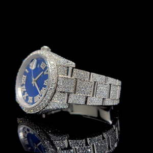 นาฬิกาข้อมือสแตนเลสสตีลแบบกลไก ประดับเพชรโมอิสซาไนต์คุณภาพสูง ดีไซน์การ์ตูน หน้าปัดสีน้ำเงินคลาสสิก สำหรับผู้ชายและผู้หญิง สไตล์สปอร์ต - Product Image 3