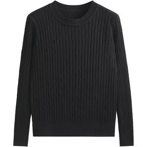 Suéter de Punto Trenzado para Mujer, Otoño Invierno, Cuello Redondo, Jersey Grueso y Cálido de Manga Larga, Informal, con Logotipo Frontal, 100% Algodón - Product Image 3