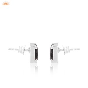 การออกแบบใหม่ล่าสุดสีดํา Rutile Beguette รูปร่าง 925 เงินสเตอร์ลิงทุกวันต่างหูสตั๊ดทํามือผู้ผลิตเครื่องประดับ - Product Image 3