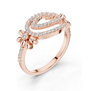 แหวนเพชรทรงดอกไม้และลายวน 0.341 กะรัต สำหรับผู้หญิง ความใส VVS-VS EF ทอง 18KT, 14KT, 10KT และเงิน 925 สีโรสโกลด์ - Product Image 5