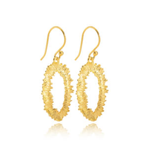 Design Ovale Plain 22k Plaqué Or Crochet Style Élégant À La Mode Vintage Boucles D'oreilles En Gros 925 Bijoux En Argent - Product Image 1