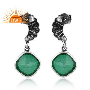 Pendientes Colgantes de Plata de Ley 925 con Doble Esmeralda de Zambia y Cuarzo, Fabricante de Joyería Personalizada - Product Image 4