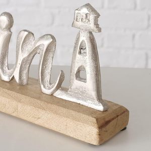 <b>Lettering</b> Moin with Lighthouse N714 Stand Brown 28 X 12 cm Wood with Lighthouse Silver Colours Metal Maritime Decoration Purpose - Product Image 2