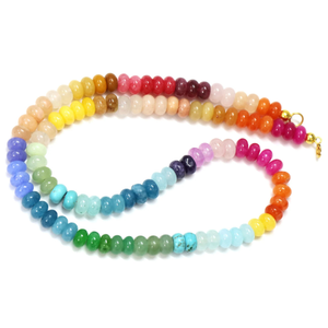 Hermoso collar de cuentas de cuarzo lisas de colores mezclados, cuentas de piedras preciosas de cuarzo de color arcoíris de 7-8 mm, joyería colorida - Product Image 6