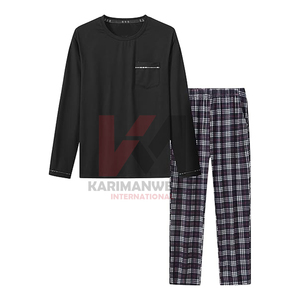 Conjunto de Pijama a Cuadros para Hombre, Ropa de Dormir de Manga Larga, Camisa y Pantalones, Conjunto de 2 Piezas para Hombre, Ligero y Suave - Product Image 1