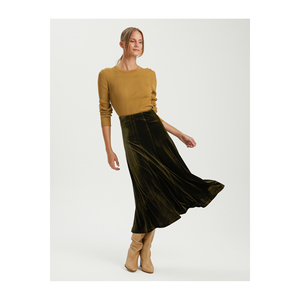 Women's Velvet Skirt with Stylish Stitching Details No <b>Pocket</b> Unlined - Product Image 5