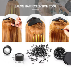 Kit de extensiones de pelo al por mayor, kit de alicates de pelo multicolor de acero inoxidable de 6 piezas con bucles para uso doméstico y de salón - Product Image 5