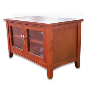 Soporte moderno de TV de madera natural con 2 puertas de vidrio Muebles de sala de estar OEM ODM Precio al por mayor - Product Image 5