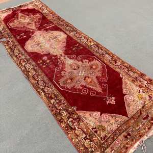 3.5x10.8 ft <b>Runner</b> Vintage Rug, Turkish Rug, <b>Red</b> Brown Persian Wool Rug - Product Image 2
