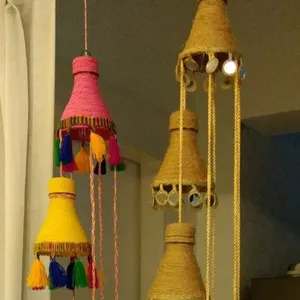 สไตล์วินเทจผนังแขวนห้องตกแต่งสำหรับยินดีต้อนรับประตูแขวนงานฝีมืออินเดียหลายสีผ้าฝ้าย100% ทอแรน - Product Image 1