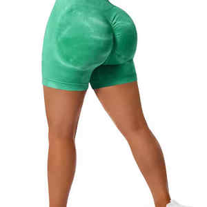 กางเกงขาสั้นสำหรับออกกำลังกายเอวสูงสำหรับผู้หญิงกางเกงขาสั้นสำหรับเล่นโยคะฟิตเนสยกสะโพกแบบไร้ตะเข็บมีกระเป๋า - Product Image 4