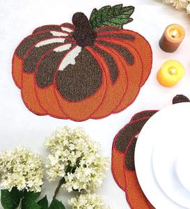 Manteles Individuales Redondos de Lujo con Bordado, Diseño Sólido, Cuentas de Vidrio Tejidas, Ecológicos, para el Hogar, Bodas y Mesas - Product Image 3