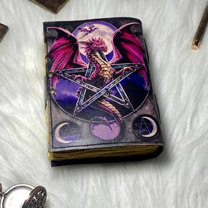 Dragon Vintage Leather Journal Blank Spell Book of Shadows Junk Journal Sun and Moon Journal - Product Image 6