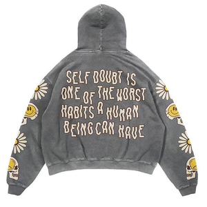 Custom Acid Wash Zip Hoodie Unisex Essentials Algodón Cremallera en blanco Streetwear Oversized Double Zipper Heavyweight Zipup Hoodies XXS - Product Image 6