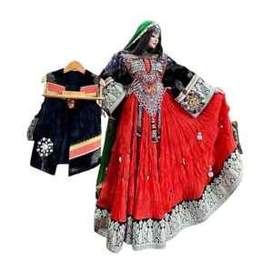 Robe afghane Kuchi de luxe moderne pour mariage, design personnalisé pour femmes, broderie lourde, volants, dentelle, légère et confortable - Product Image 3