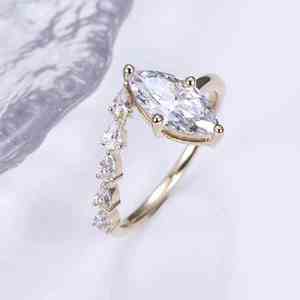 Anillo de Compromiso y Boda de Moissanita, Plata de Ley, Chapado en Oro, Engaste de Garras, Forma de Corazón, Estilo Clásico, Unisex, para Fiestas - Product Image 4