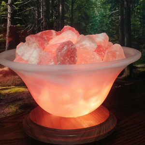 Lampe de sel de l'Himalaya naturel forme de bol veilleuse style fleur sculptée pour purifier l'air décoration de la maison lampe de sel en cristal à vendre - Product Image 6