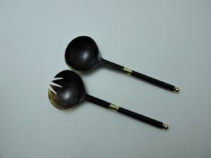 Ensemble de couverts à salade de haute qualité, modèle noir poli, cuillère et fourchette avec manche en corne, pour la cuisine, l'hôtel, Kitchneware - Product Image 4