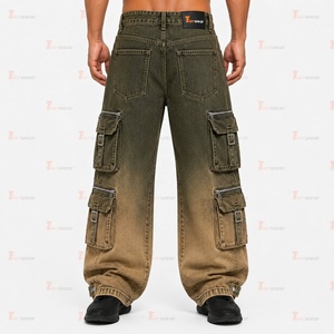 Pantalones Cargo de Mezclilla para Hombre, Fabricante de Moda, Venta al por Mayor, Jeans Personalizados con Múltiples Bolsillos, Corte Relajado, Ropa de Trabajo, Estilo Urbano - Product Image 3